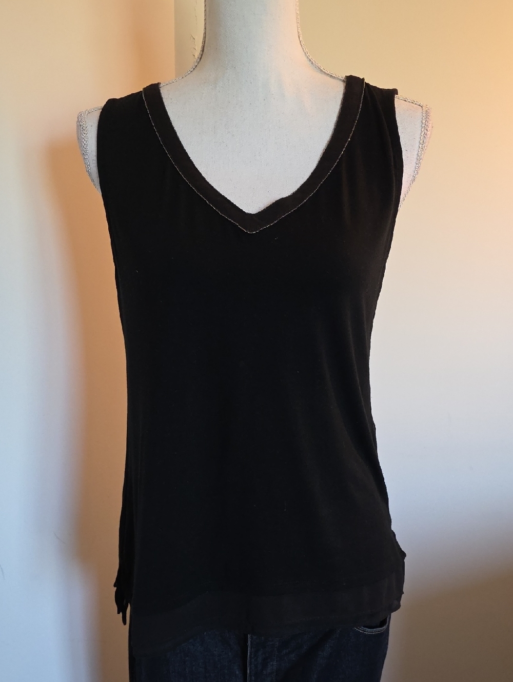 White House Black Market Black V-Neck Sleeveless Tank